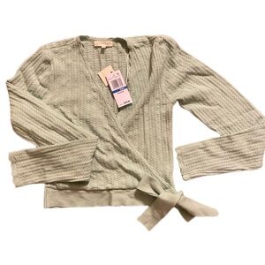 Crop top tie sweater shirt